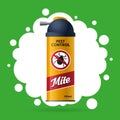 Can of aerosol for insect control, mite, tick. pest control. Repellent spray in a yellow bottle.